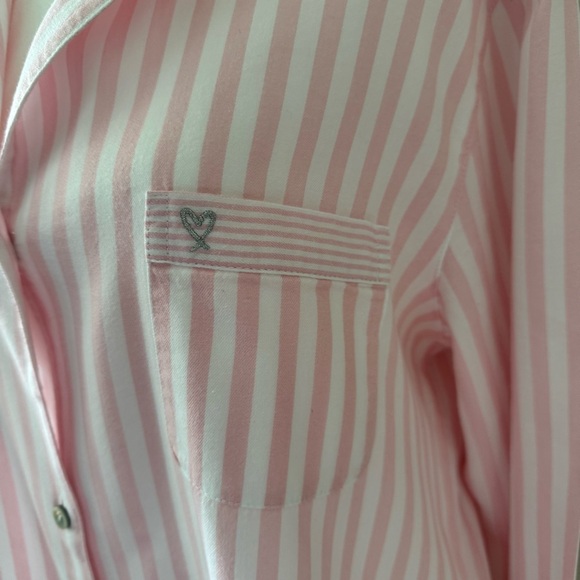 Victoria Secret  HERITAGE COTTON LONG PAJAMA TOP Size L - Picture 2 of 8